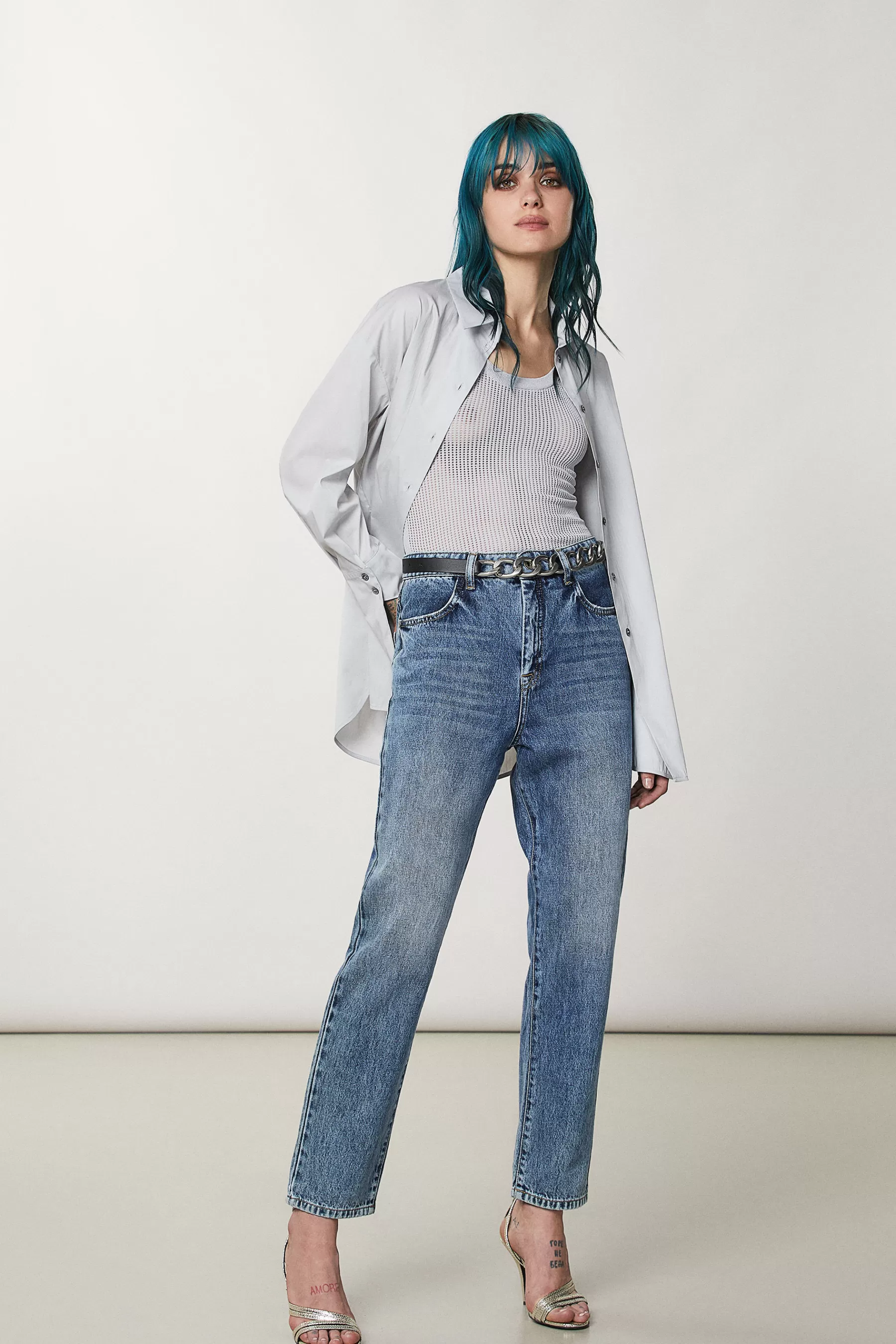 Patrizia Pepe Pantaloni denim a vita alta